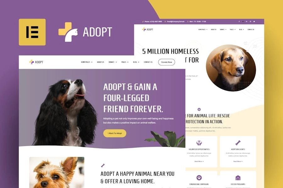Adoptar - Template Kit de Elementor para servicios de adopción y