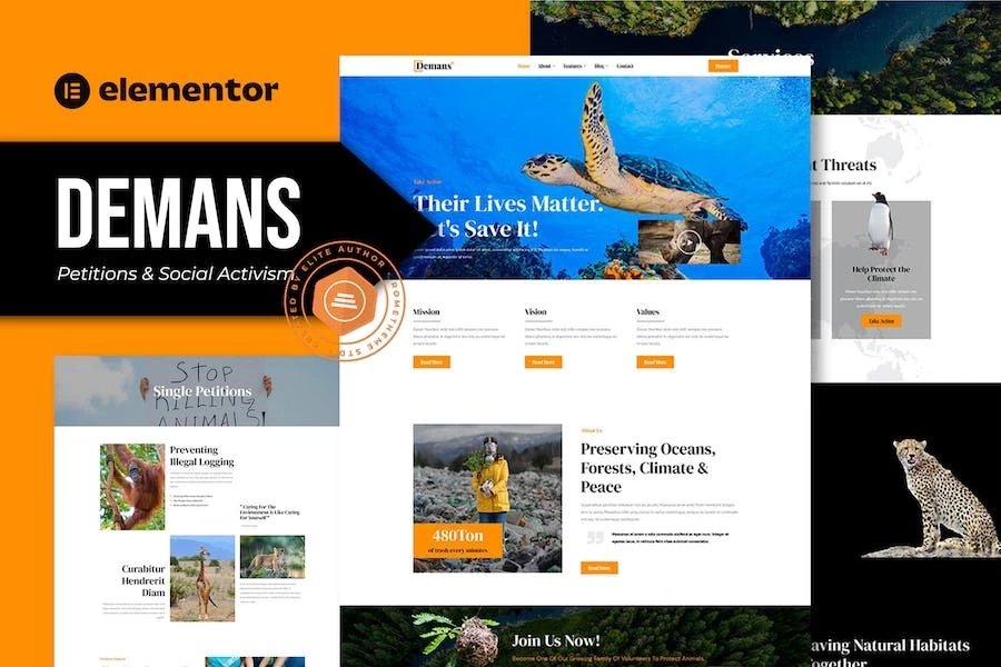 Demans - Template Kit Elementor Pro para peticiones y activismo social