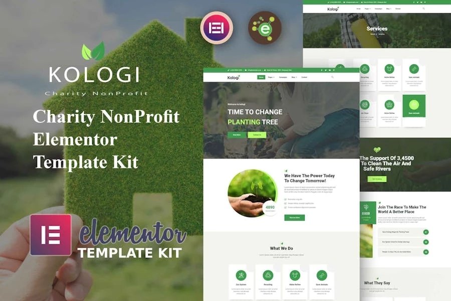 Kologi - Template Kit Elementor para organizaciones benéficas y sin fines de lucro