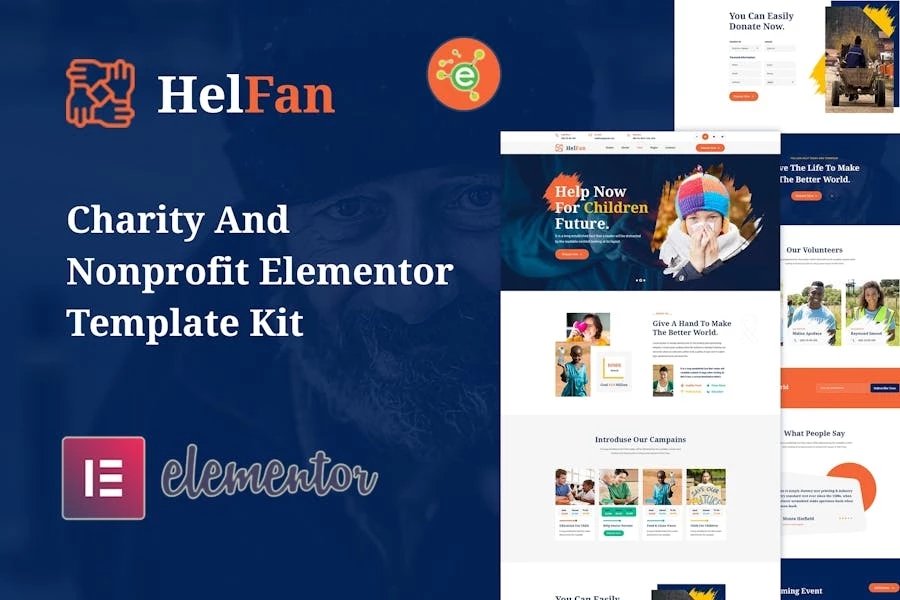 HelFan - Template Kit Elementor para organizaciones benéficas y sin fines de lucro