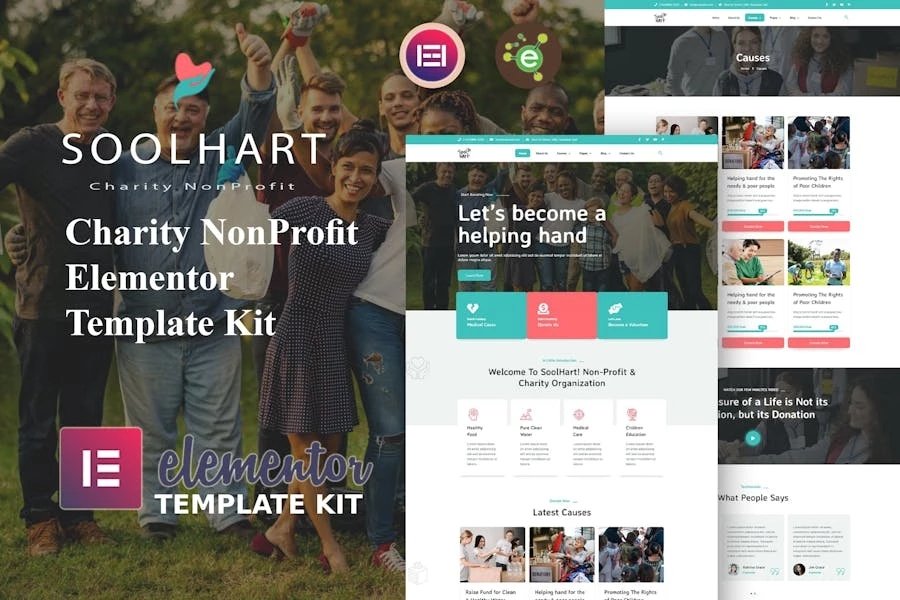 SoolHart - Template Kit Elementor para organizaciones benéficas y sin fines de lucro