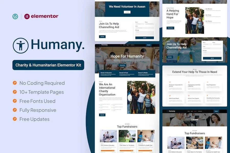 Humany - Template Kit Charity Elementor Pro