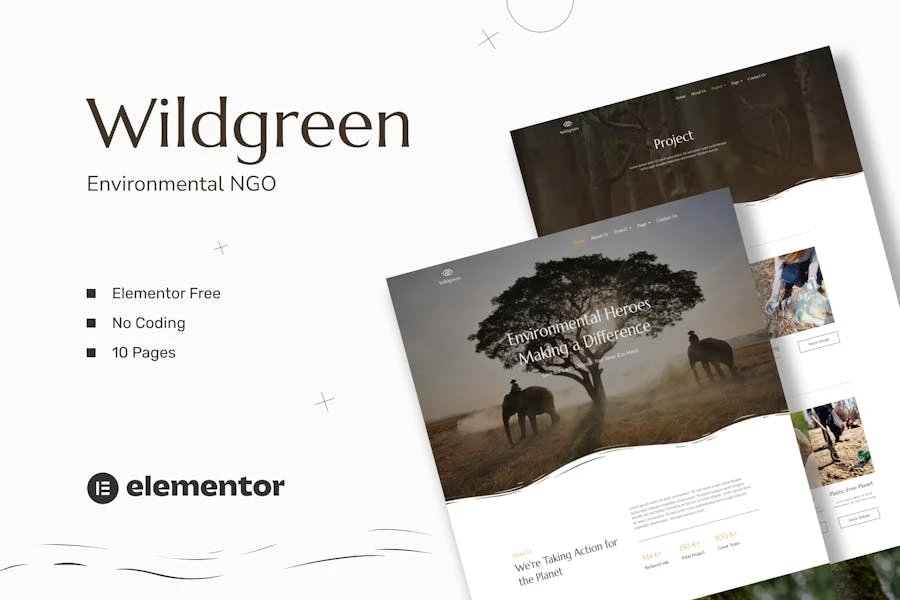 Wildgreen - Kit de plantillas Elementor para ONG ambientales