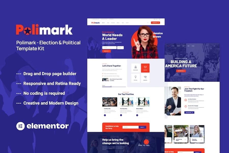 Polimark - Template Kit Elementor para campañas políticas y elecciones