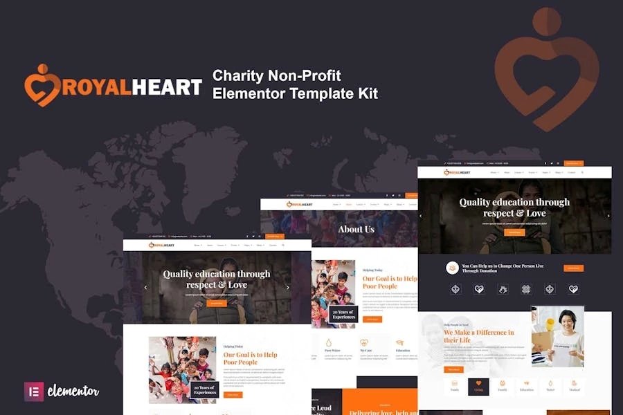 Royalheart - Template Kit de Elementor para organizaciones benéficas