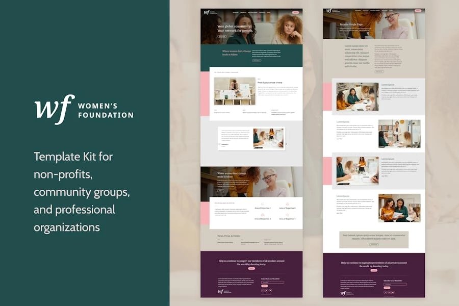 Womens Foundation Template Kit Elementor de WordPress sin fines