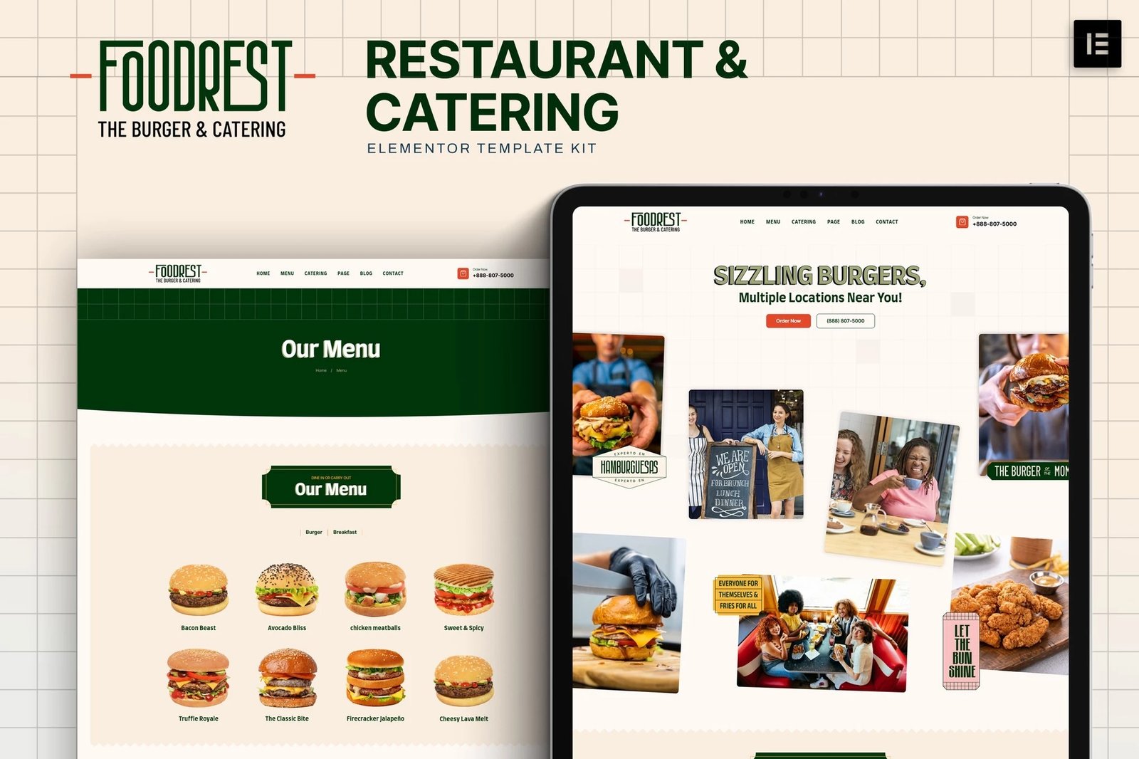 Foodrest - Kit de plantillas Elementor para restaurantes y catering