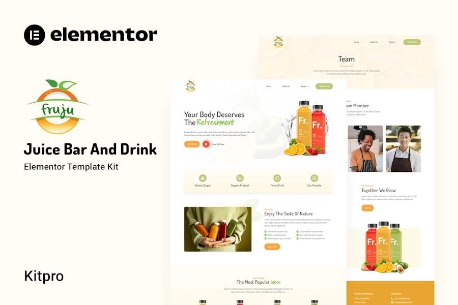 Fruju - Template Kit Elementor para bares de zumos y marcas de bebidas