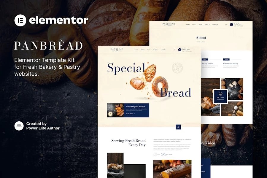 Panbread - Template Kit Elementor para panadería y pastelería fresca