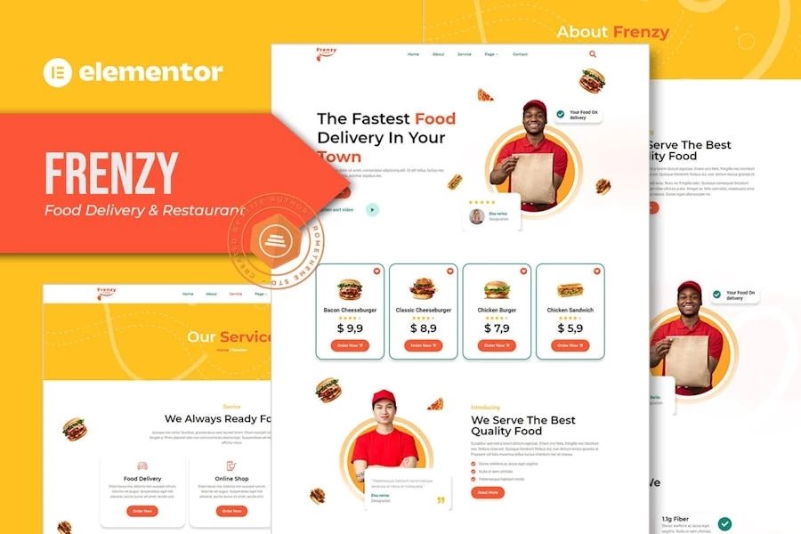 Frenzy - Template Kit Elementor de comida a domicilio y restaurante