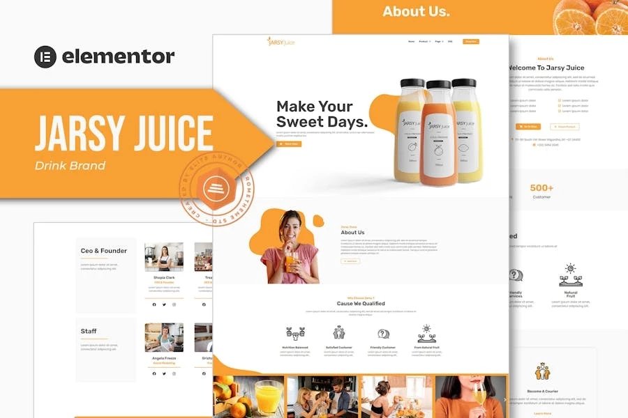 Jarsy Juice - Template Kit Elementor de marca de bebidas