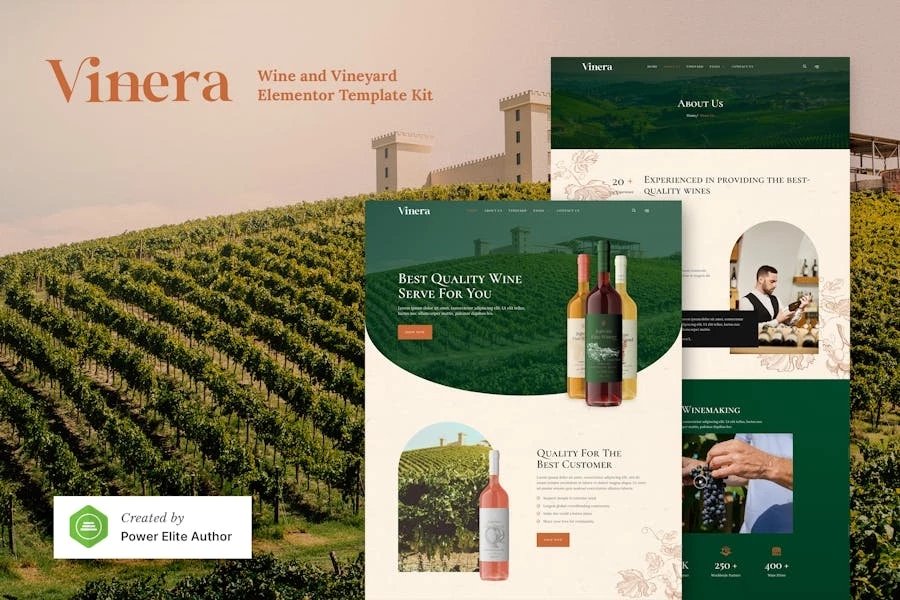 Vinera - Template Kit para Elementor de vino y viñedo