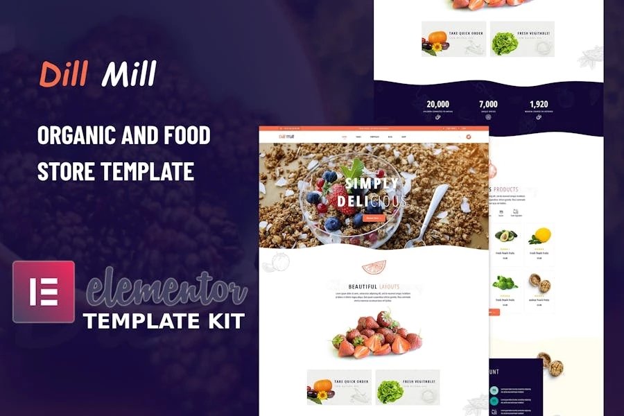 Dillmill - Template Kit Elementor para tiendas de alimentos orgánicos