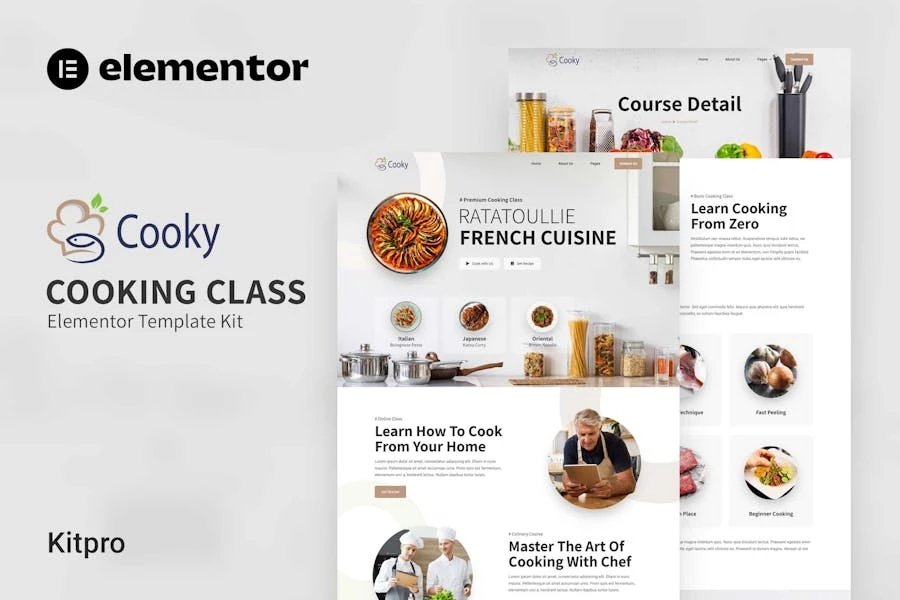 Cooky - Template Kit Elementor para clases de cocina