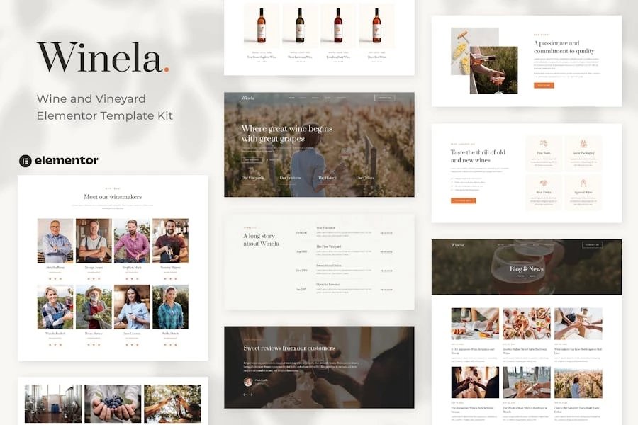Winela - Template Kit Elementor para vino y viñedo