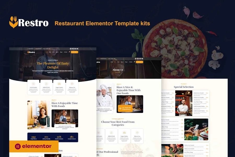 Restro - Template Kit Elementor Pro para restaurantes