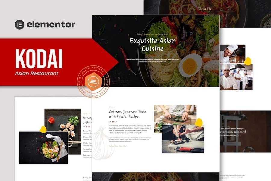 Kodai - Template Kit Elementor para restaurante asiático