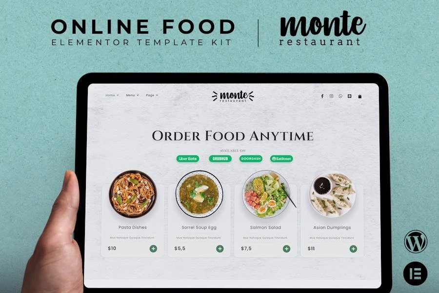 Monte - Template Kit en línea de Food Elementor