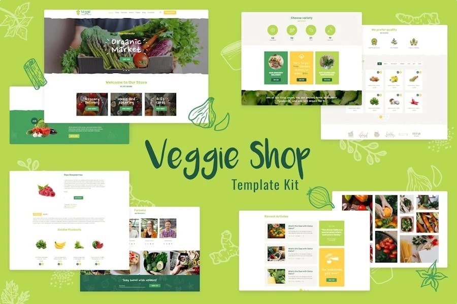 Veggie Template Kit de productos para tiendas en línea de alimentos orgánicos y ecológicos