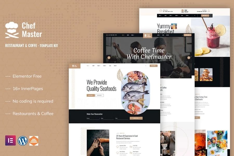 Chefmaster - Template Kit Elementor para restaurante y cafetería