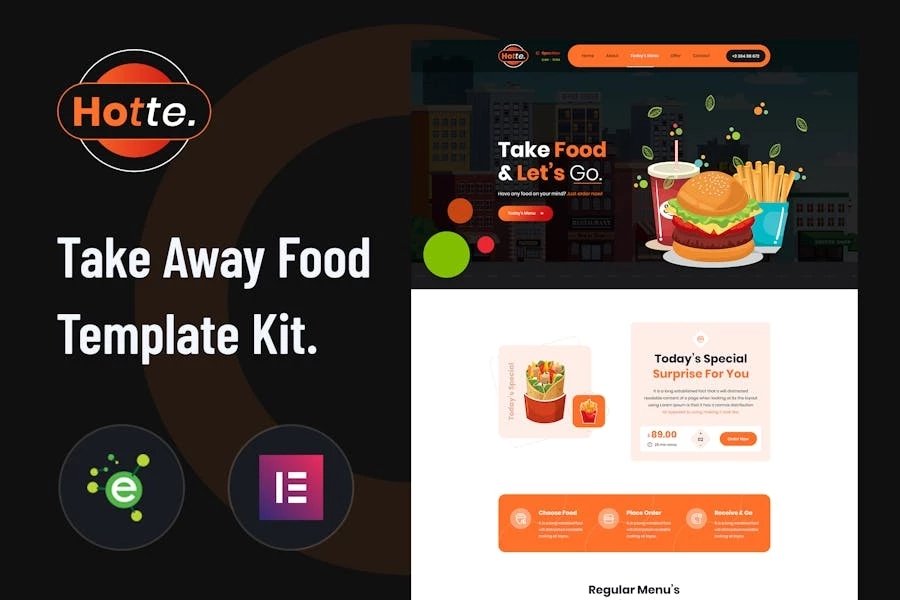 Hotte - Template Kit Elementor para comida para llevar