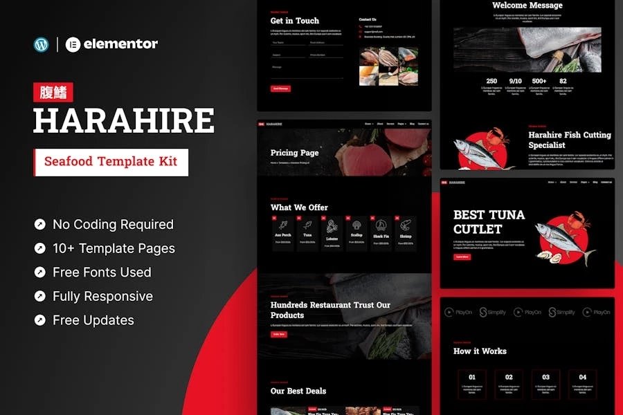 Harahire - Template Kit Elementor Pro para mariscos