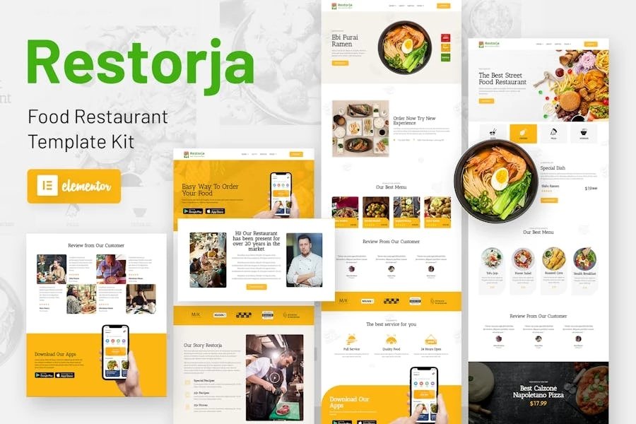 Restorja - Template Kit Elementor para restaurante y comida