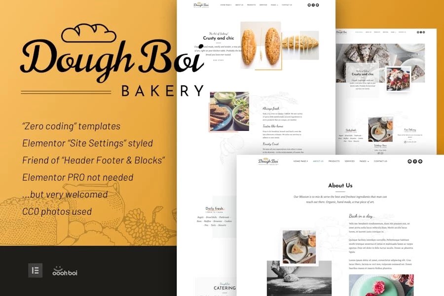 DoughBoiBakery - Template Kit Elementor para panadería y pastelería
