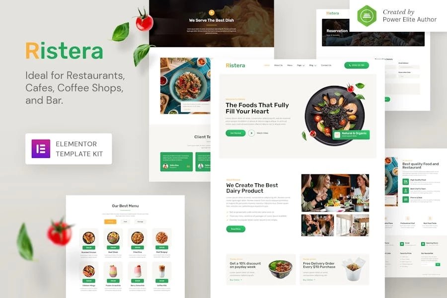 Ristera Kit de plantillas Elementor para restaurantes y cafeterías