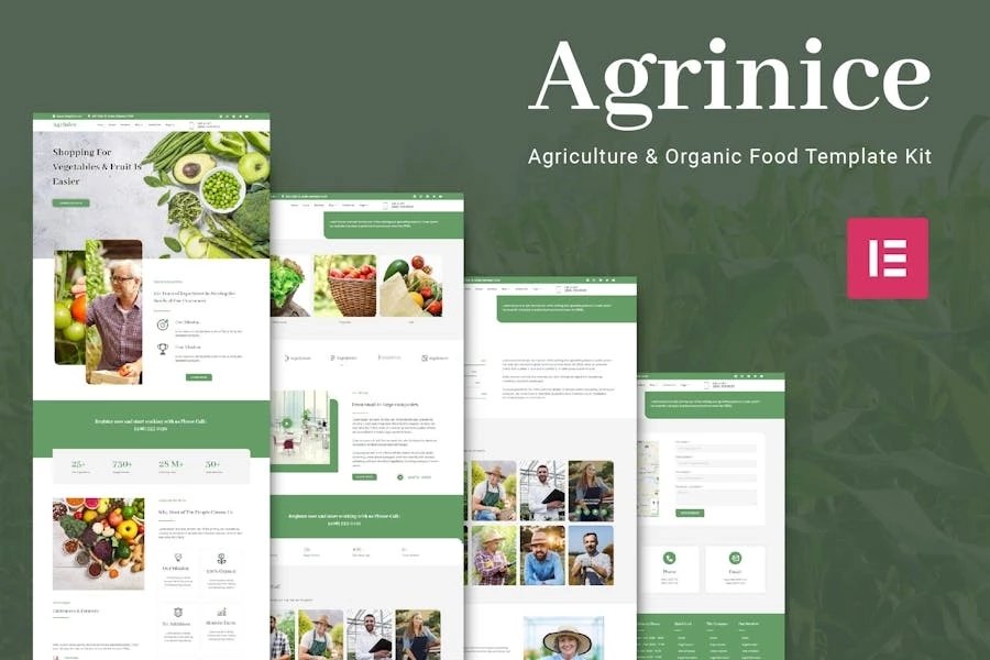 Agrinice - Template Kit Elementor para agricultura y alimentos orgánicos