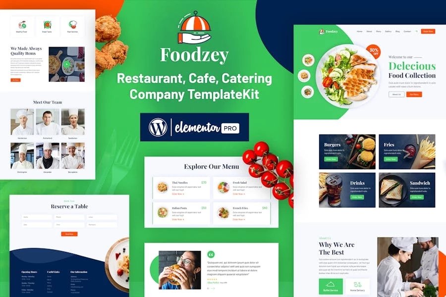 Foodzey - Template Kit Elementor para restaurante
