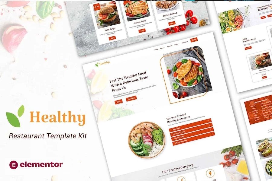 Healthy - Kit de plantillas Elementor para restaurantes