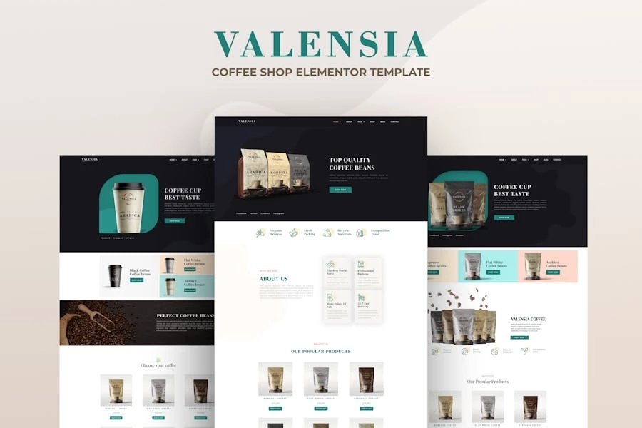 Valensia Template Kit Elementor para cafetería