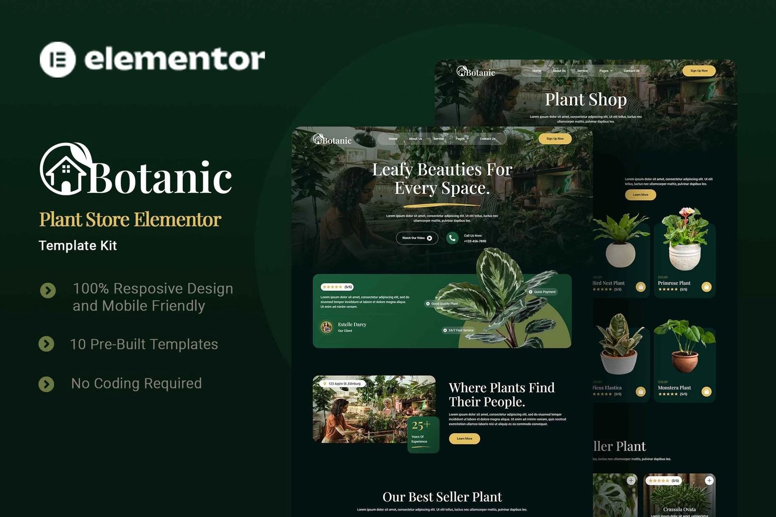 Botanic - Kit de plantillas Elementor para tiendas de plantas