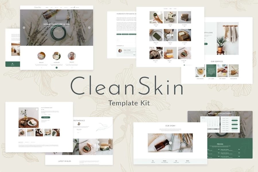 CleanSkin Kit de plantillas de cosméticos naturales y jabón orgánico hecho a mano