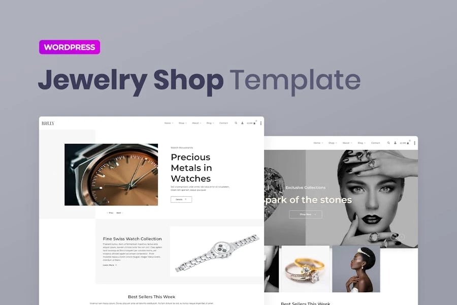 Brilly Template Kit Elementor de WooCommerce para joyerías