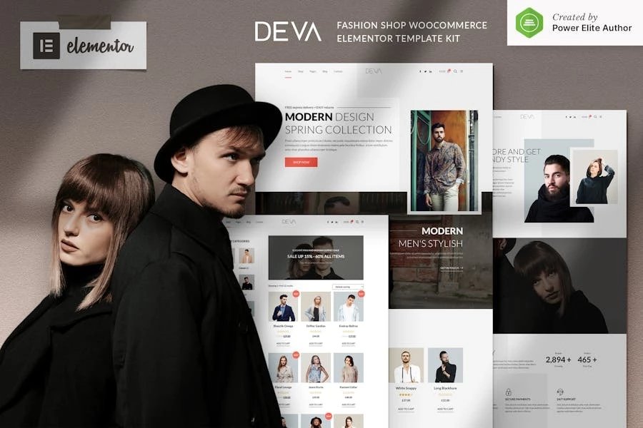 DEVA - Kit de plantillas Elementor para WooCommerce para tienda de moda