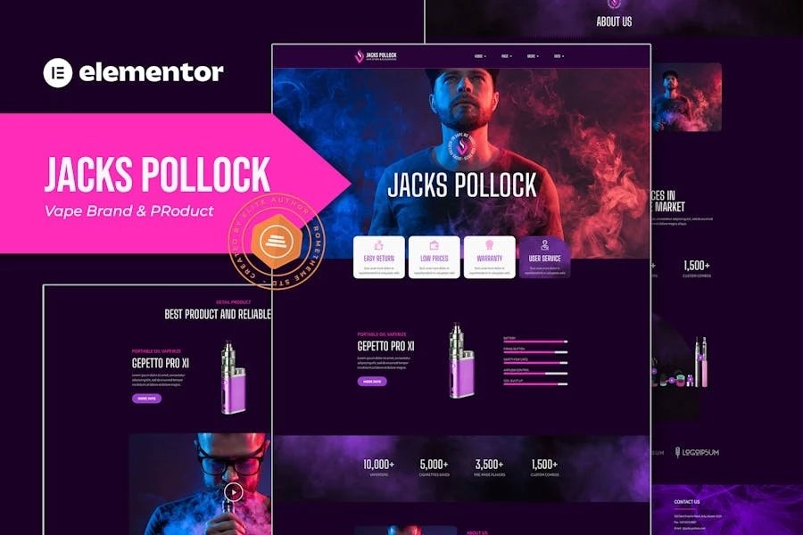 Jacks Pollock - Template Kit Vape Elementor