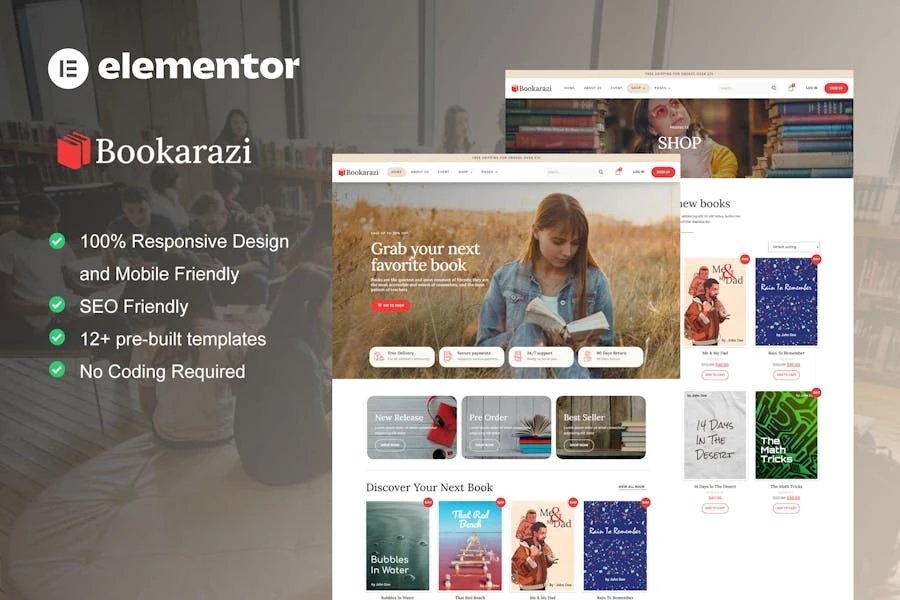 Bookarazi - Template Kit Elementor para autor y editor