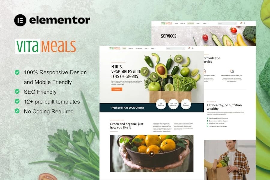 Vitameals - Template Kit Elementor para tienda de frutas y verduras