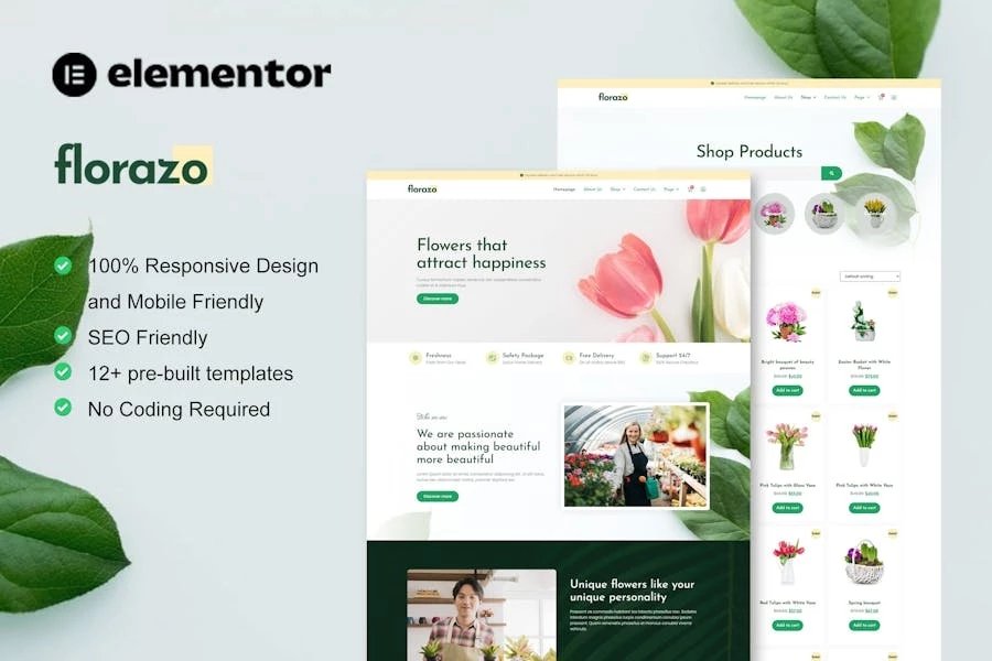 Florazo - Template Kit Elementor para floristería y floristería de WooCommerce