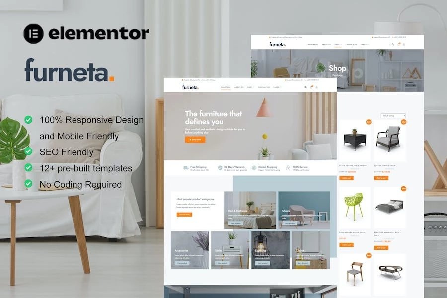 Furneta - Template Kit Elementor para tienda de muebles