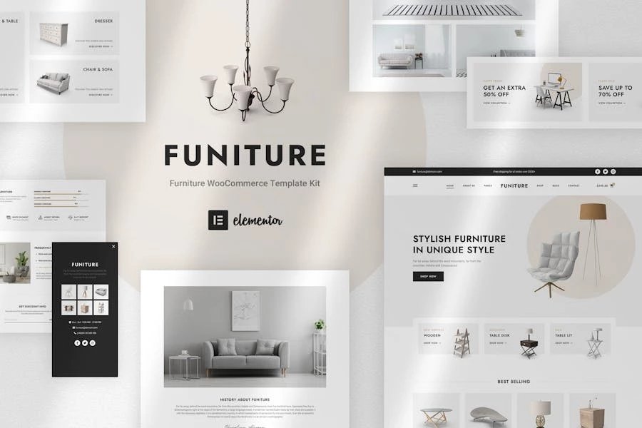 Funiture - Template Kit Elementor para tienda de muebles