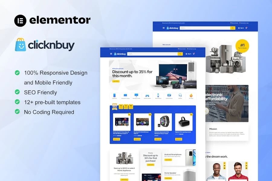 Clicknbuy - Template Kit Elementor para tiendas Electrónico de Woocommerce