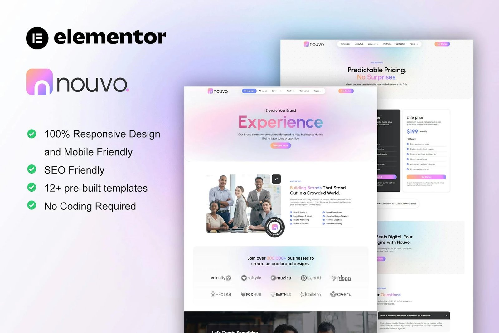 Nouvo - Kit de plantillas Elementor Pro para agencia de marketing digital