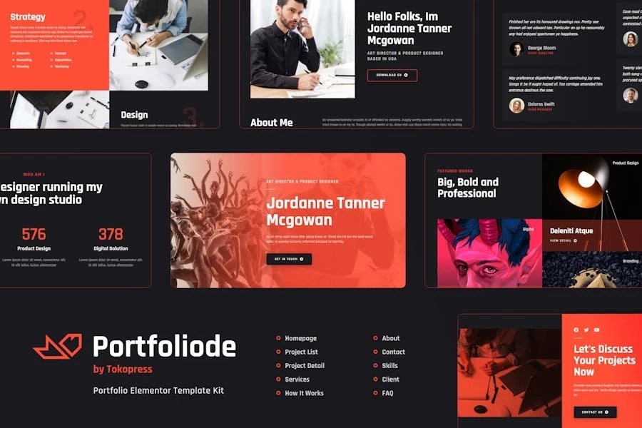 Portfoliode Template Kit Elementor para currículum vitae personalcurrículum