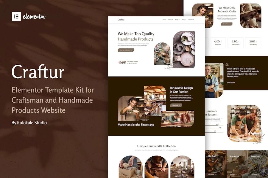 Craftur - Template Kit Elementor para artesanos y productos hechos a mano