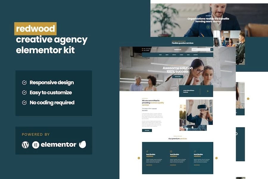 Redwood - Template Kit profesionales de Elementor empresarial de agencia creativa