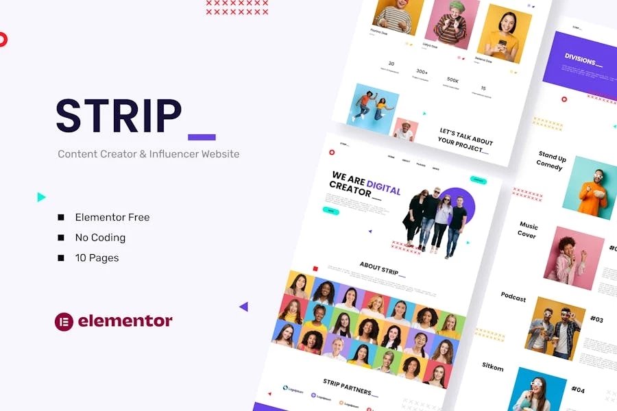 Strip - Template Kit Elementor para creadores de contenido e influenciadores