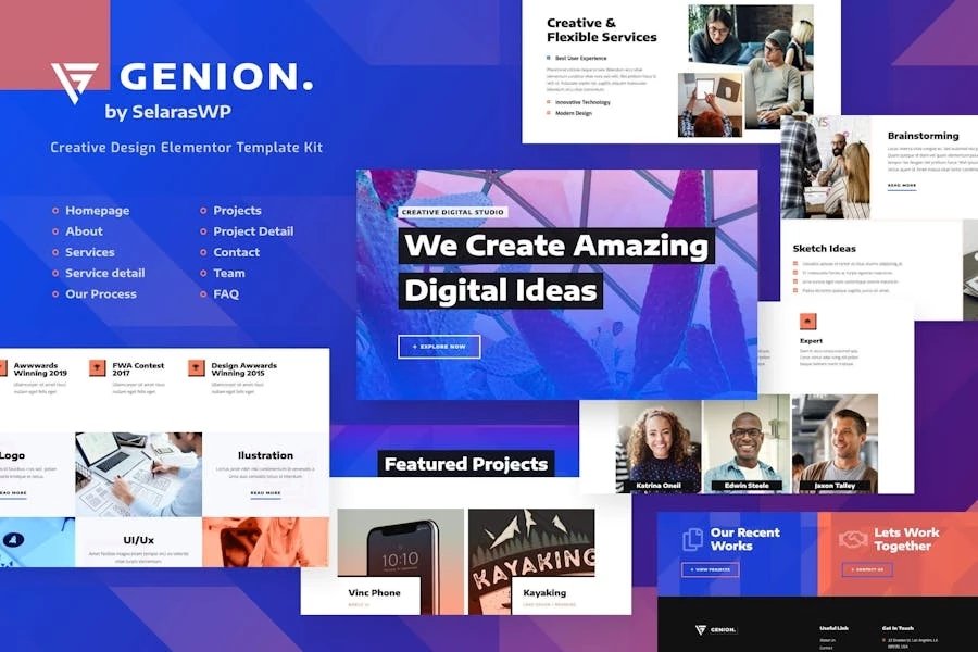Genion - Template Kit de Elementor de agencia digital creativa